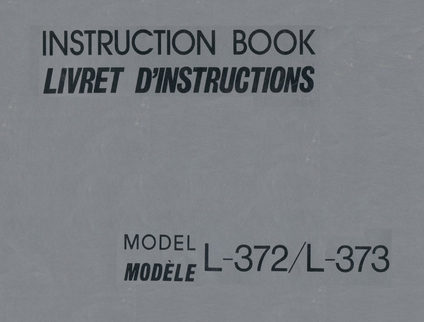 New Home/Janome L-372/L-373 Instruction Manual