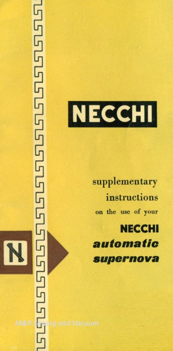 Necchi SuperNova Supplemental Instruction Manual