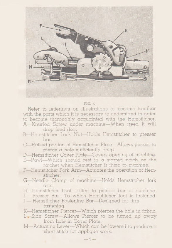 Instruction Manual, Rotary Hemstitcher