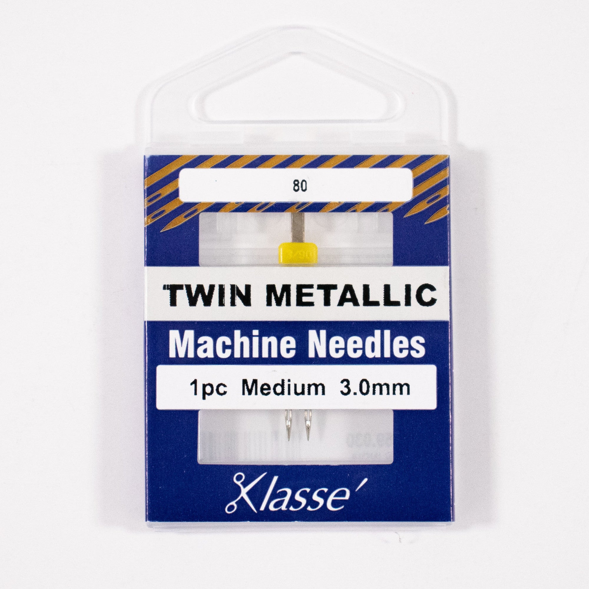 Twin Metallic Needle 3.0mm wide, Size 80/12, Pkg.1