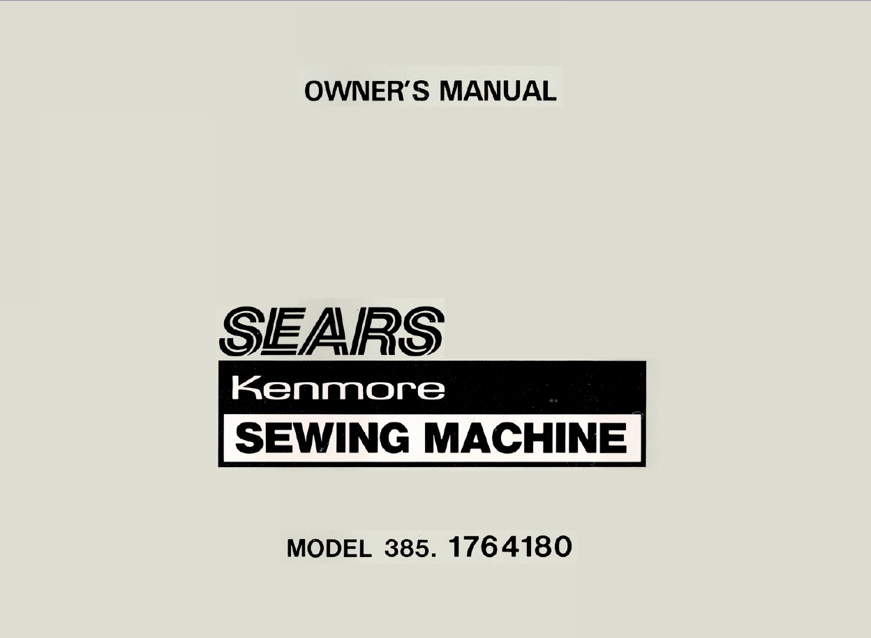 Kenmore 385.1764180 Instruction Manual