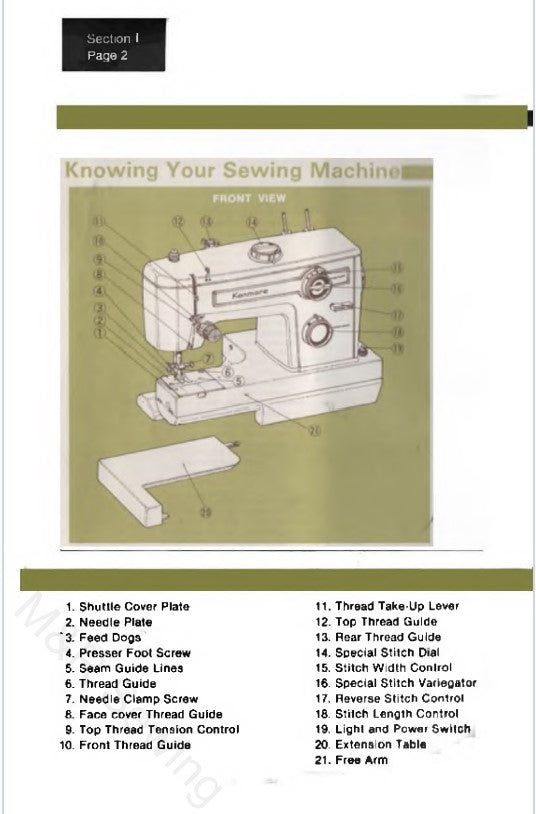 Kenmore 1570 Instruction Manual