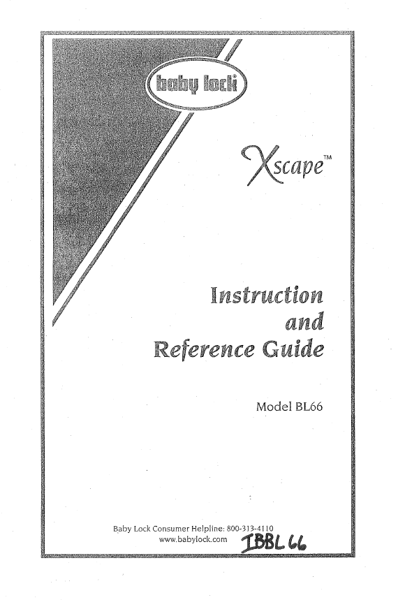 Instruction Manual, Baby Lock BL66