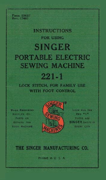 Singer 221-1 Instruction Manual