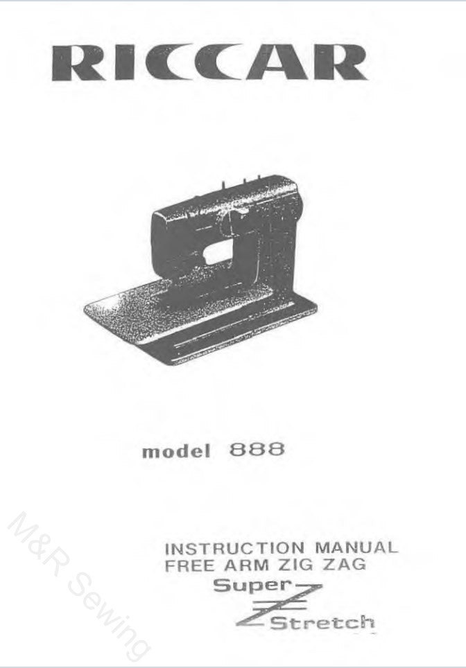 Instruction Manual, Riccar 888