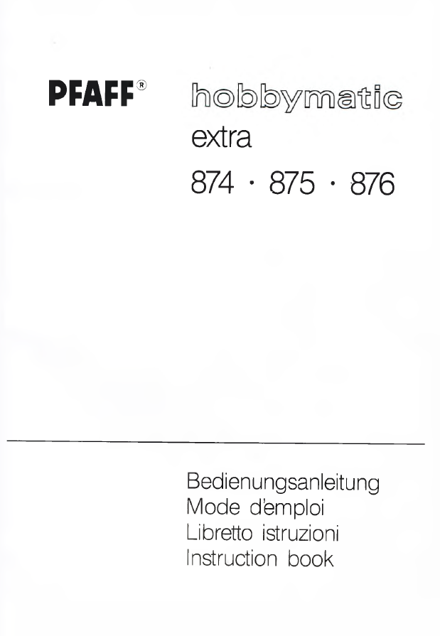 Pfaff 874/875/876 Instruction Manual