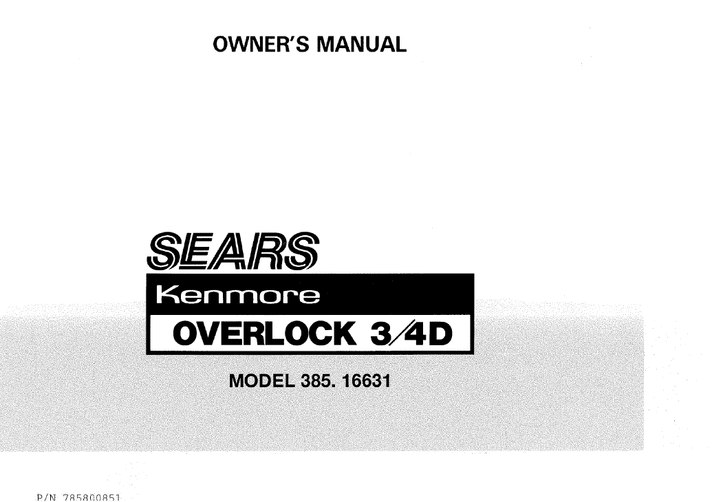 Kenmore 385.16631 Instruction Manual