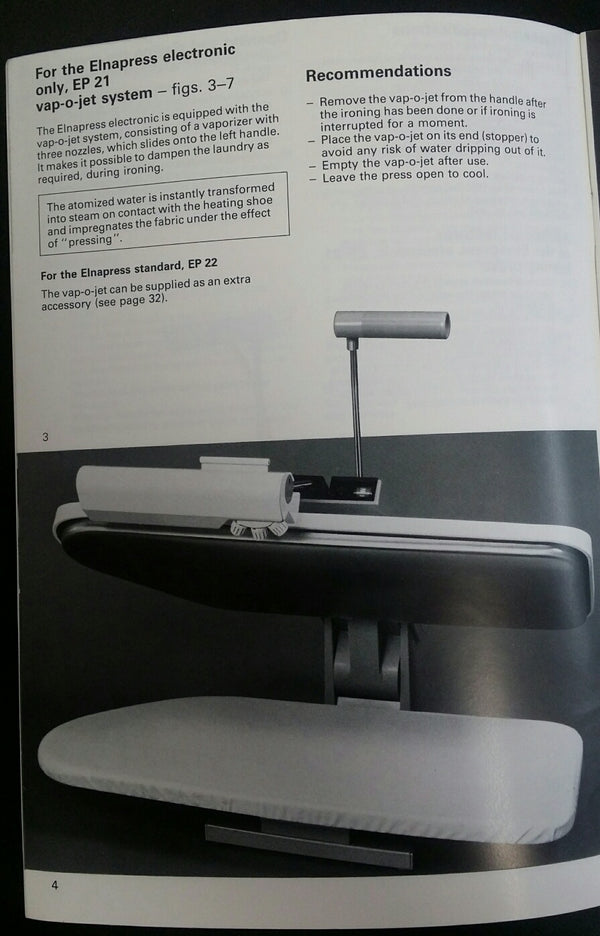 Elna Elnapress Instruction Book, Models EP21 & EP22