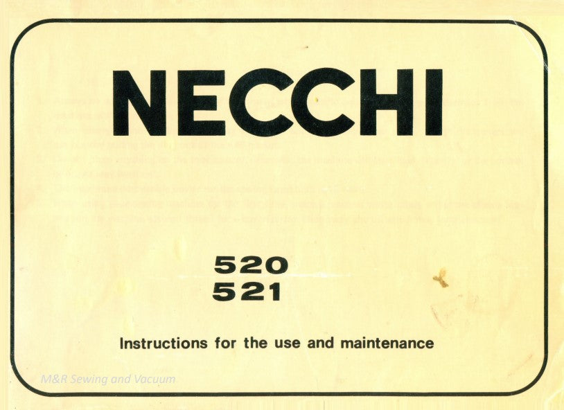 Instruction Manual, Necchi 520