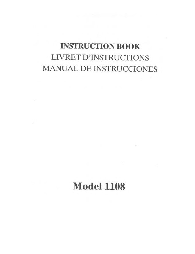 Instruction Manual, Baby Lock 1108