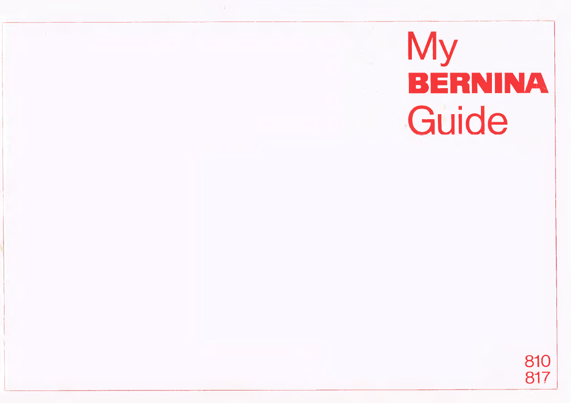 Bernina 810/817 Instruction Manual