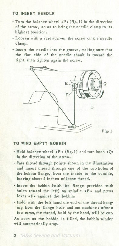 Instruction Book,Necchi Lelia 512, 513