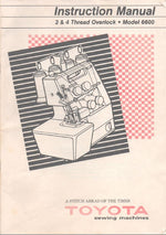 Toyota 6600 Serger Instruction Manual