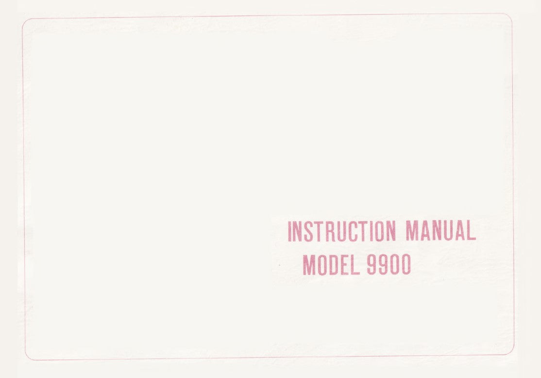Instruction Manual, Riccar 9900