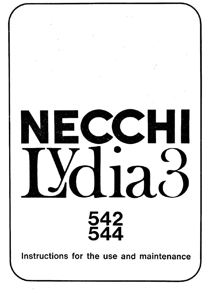 Necchi Lydia 542/544 Instruction Manual