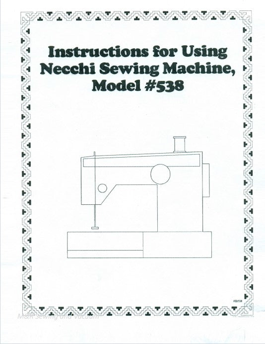 Instruction Manual, Necchi 538