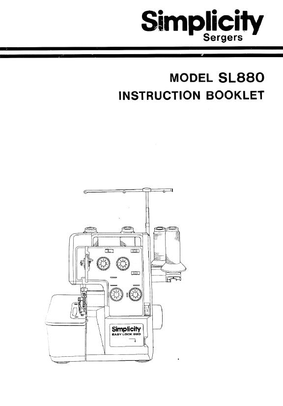 Instruction Manual, Simplicity SL880