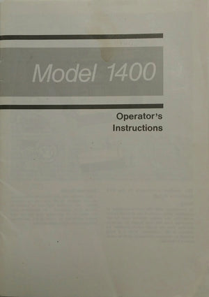 Elna 1400 Instruction Book