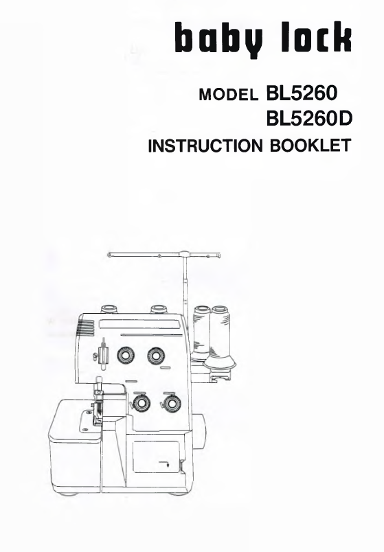 Instruction Book, Baby Lock BL5260