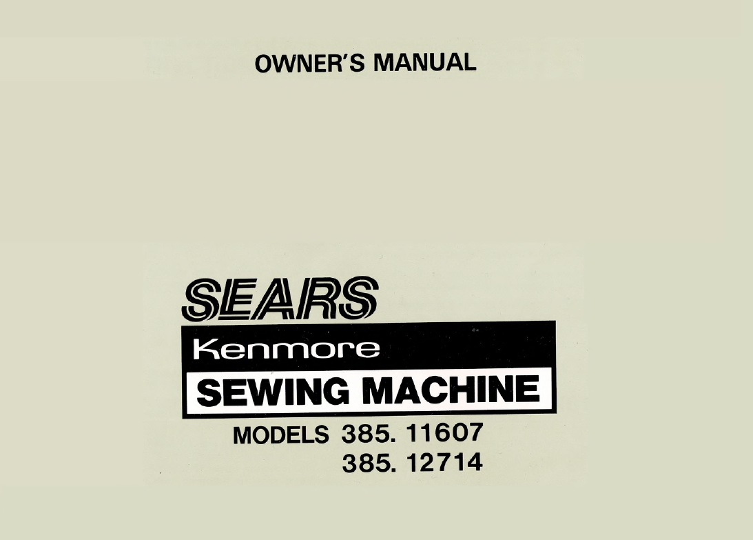 Kenmore 11607/12714 Instruction Manual