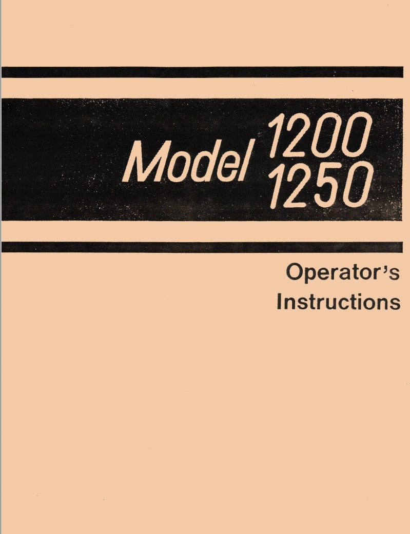 Instruction Manual, 1200,1250 Sewing Machine