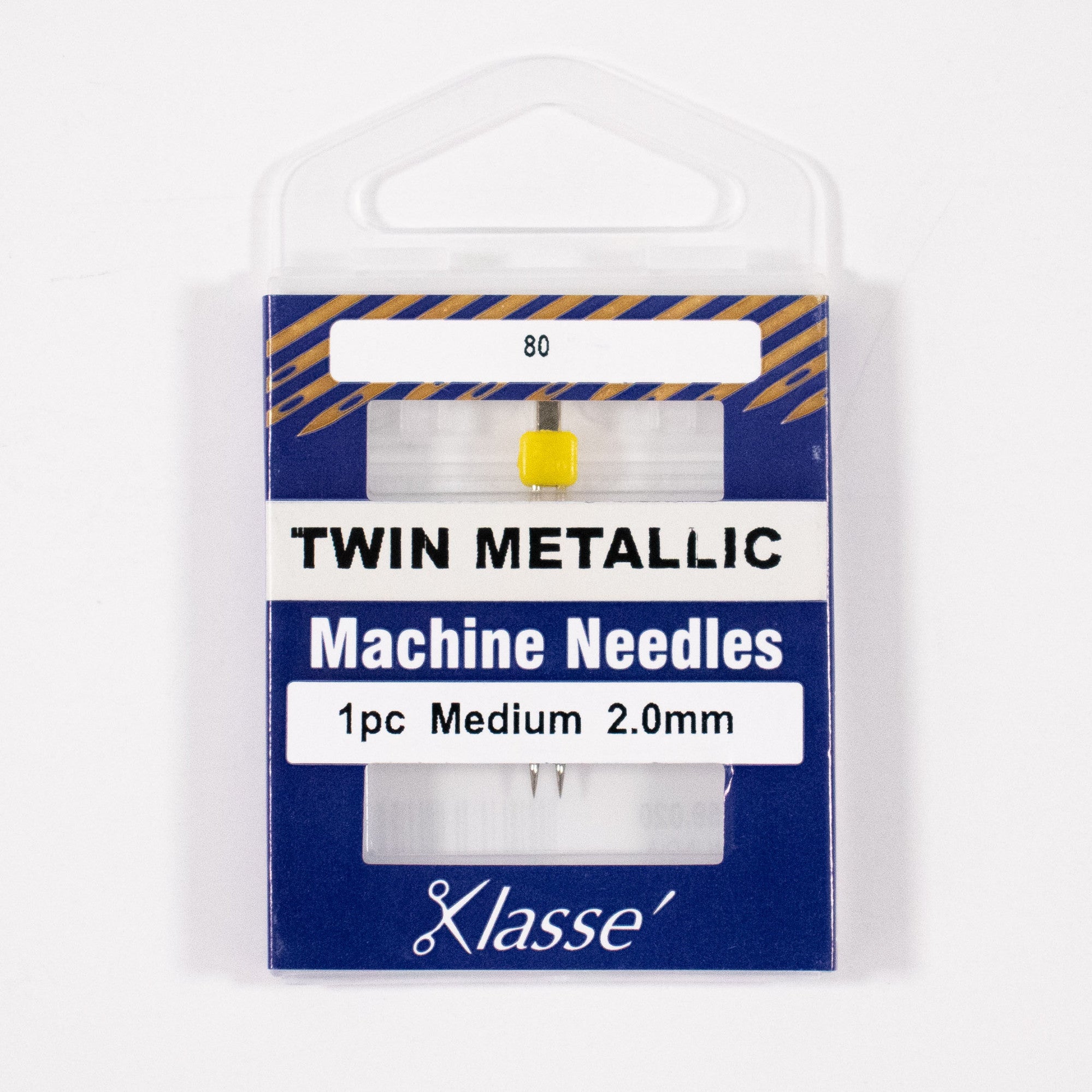 Twin Metallic Needle 2.0mm wide, Size 80/12, Pkg.1