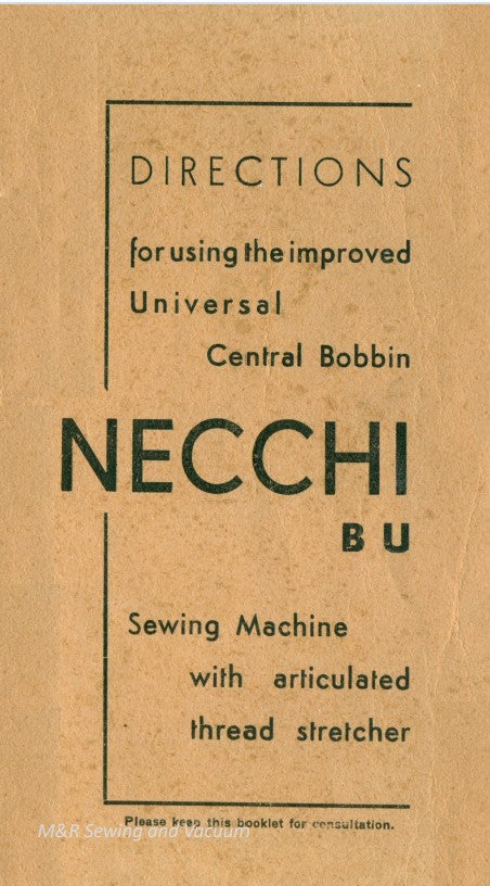 Instruction Book, Necchi BU