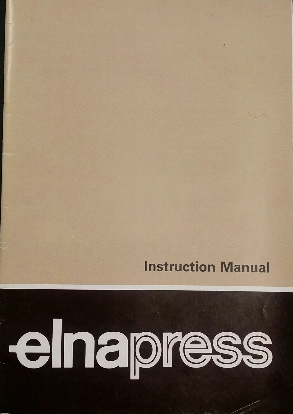 Elna Elnapress Instruction Book, Models EP21 & EP22