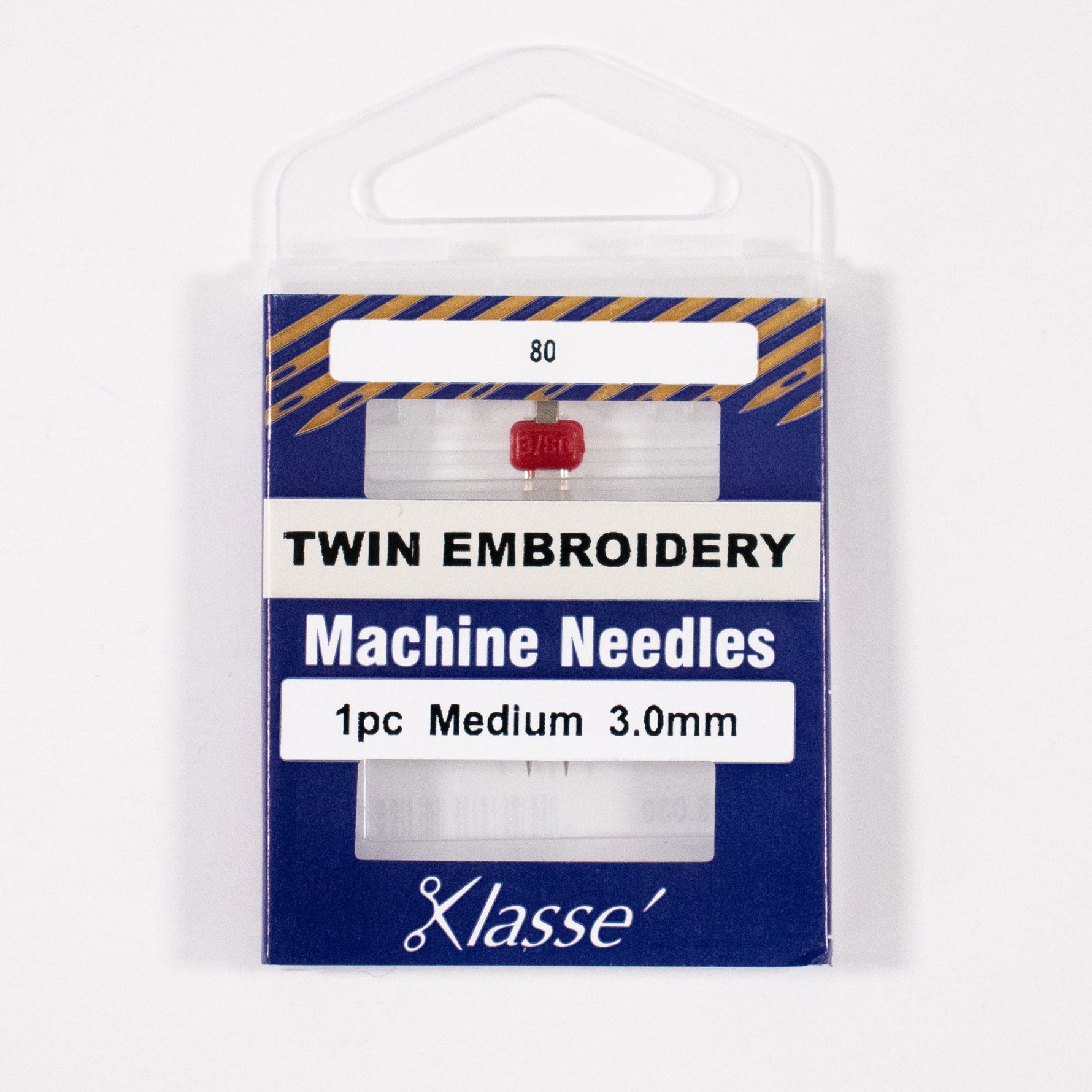 Twin Embroidery Needle 3.0mm wide, Size 75/11, Pkg.1