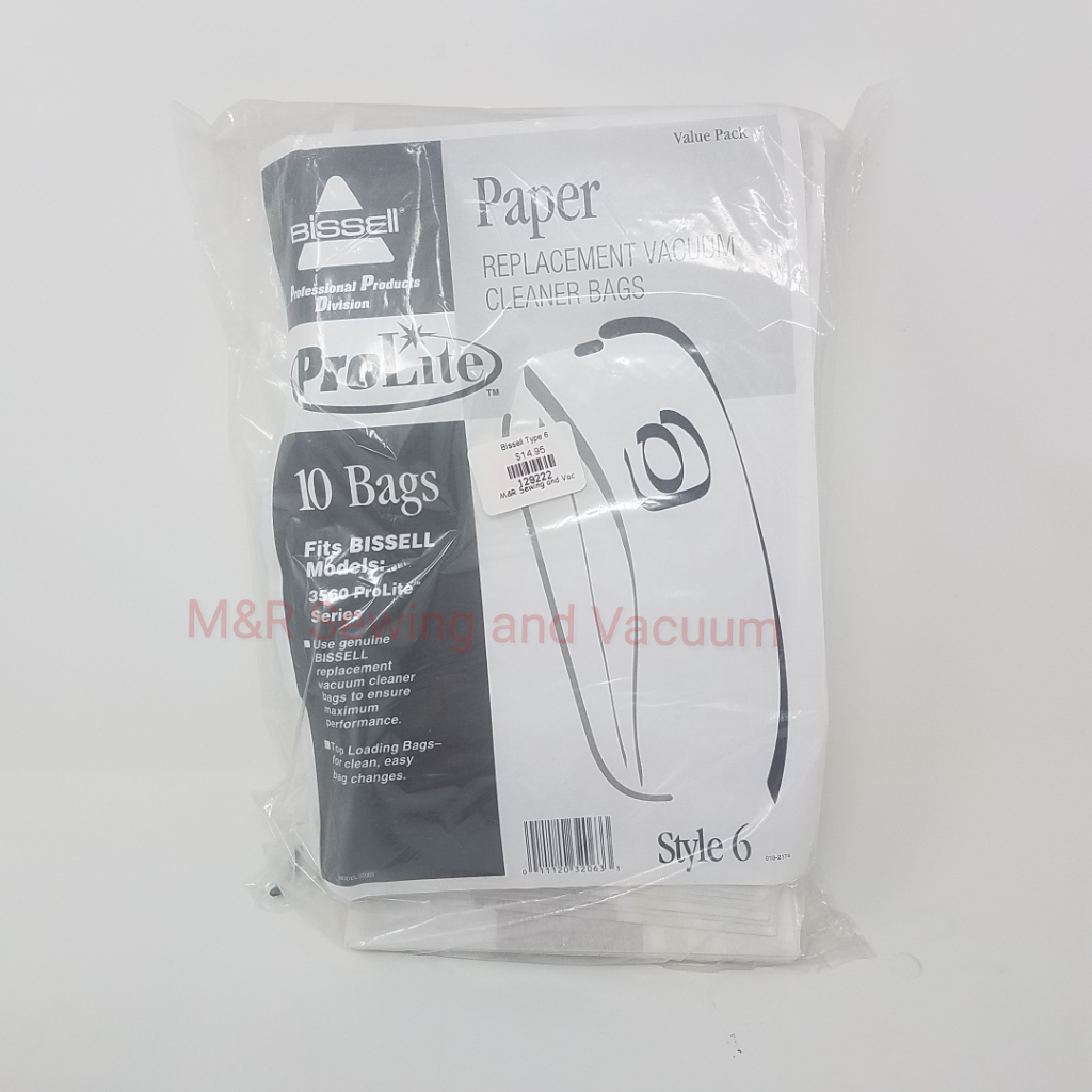 Type 6 Bissell ProLite Replacement Bags - 10/pk