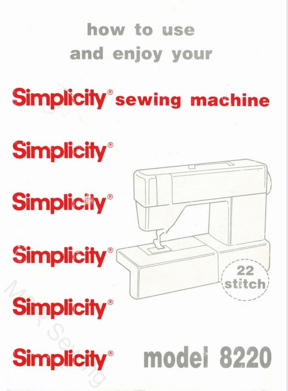 Simplicity 8220 Instruction Manual