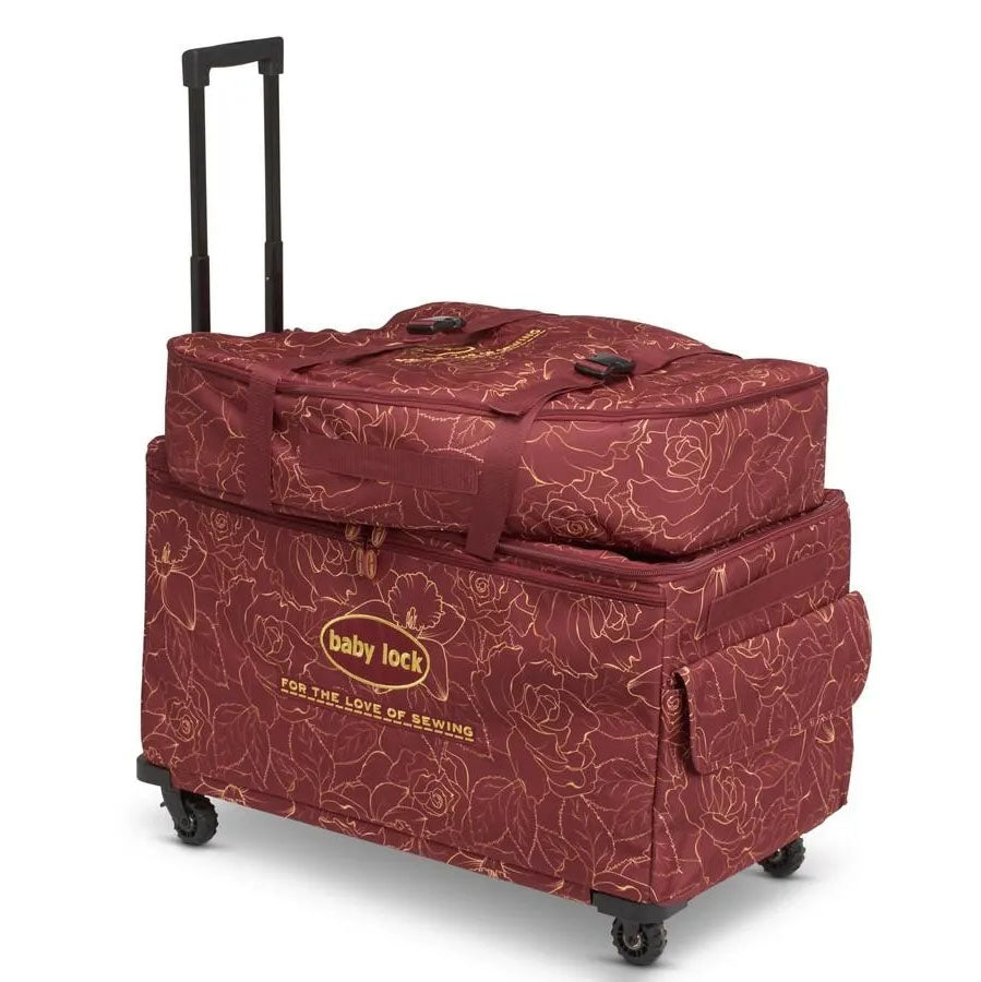 Baby Lock XL Machine Trolley Set - Maroon w/ Gold Rose Pattern