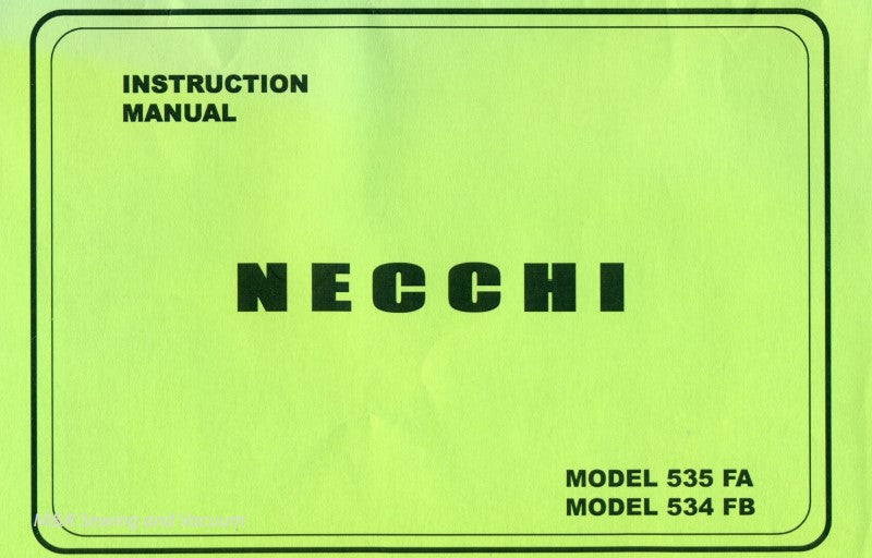 Instruction Manual, Necchi 534