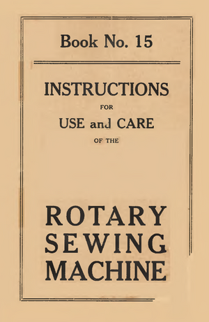 Instruction Book Rotary Sewing Machine No.15