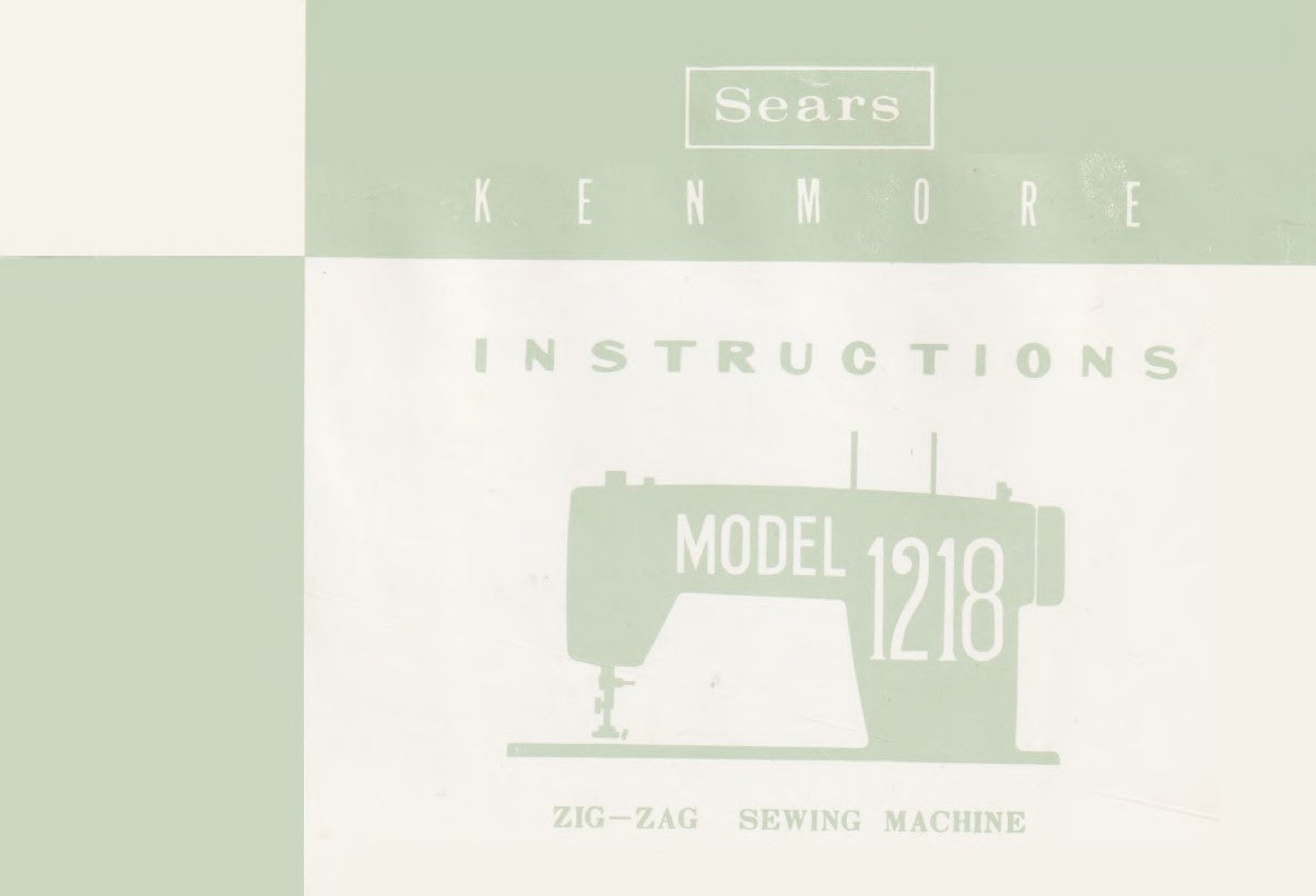 Instruction Manual, Kenmore 1218