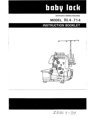 Instruction Manual, Baby Lock BL4-714