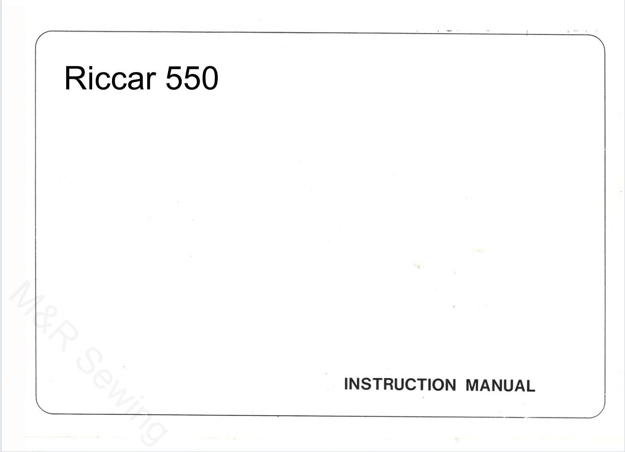 Riccar 550 Instruction Manual