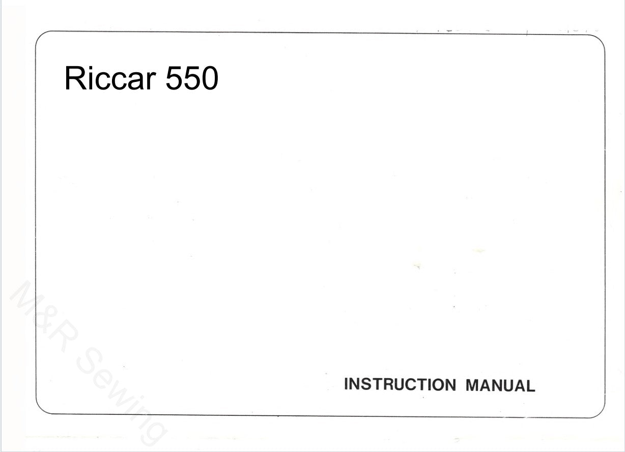 Instruction Manual, Riccar 550
