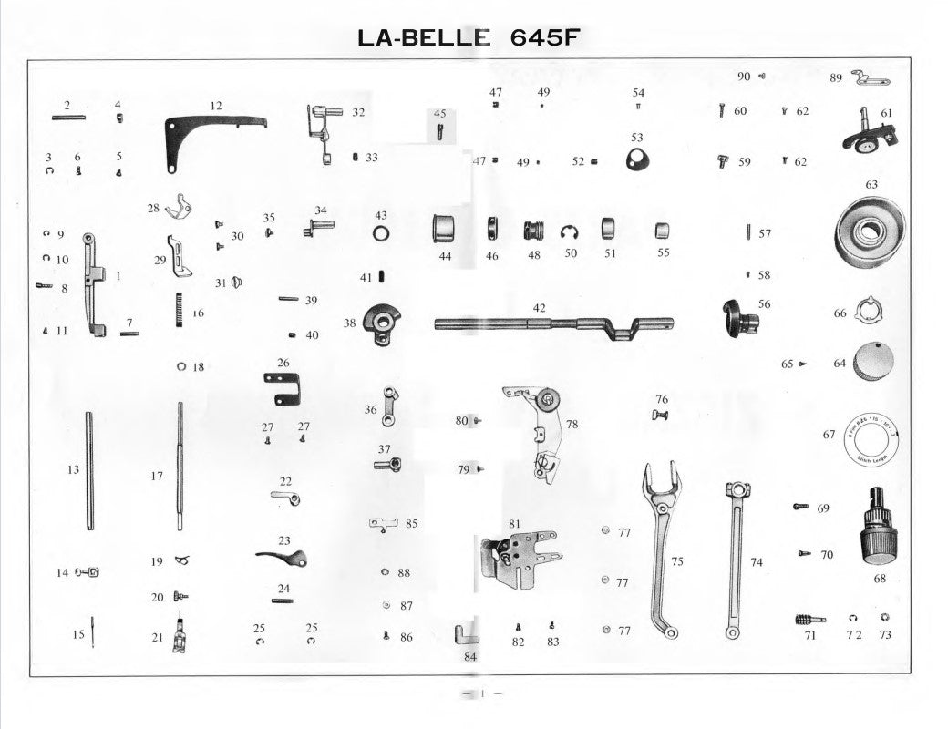 Nelco 645F/La-Belle Parts List