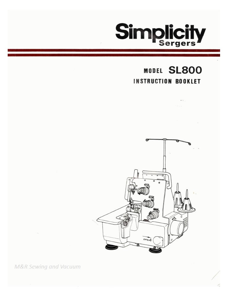Simplicity SL800 Instruction Manual