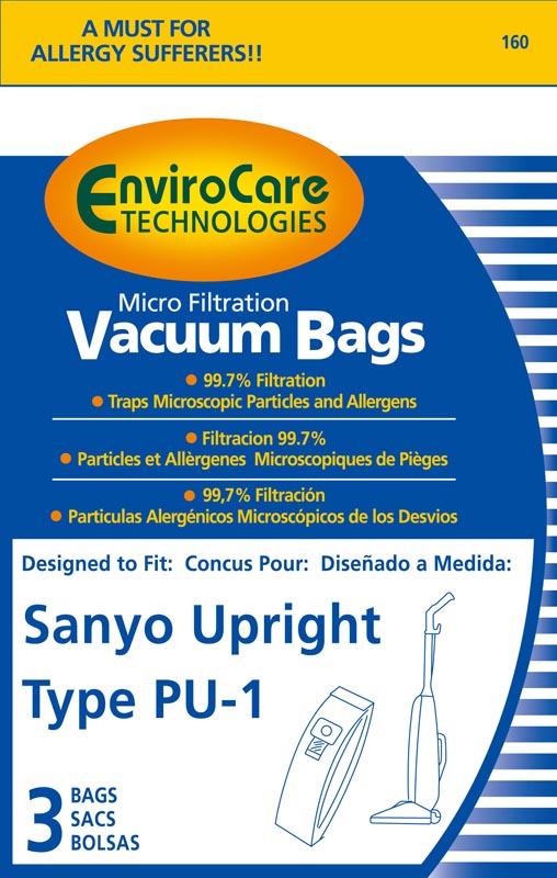 Type PU1 Sanyo Replacement Bags - 3/pk